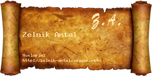 Zelnik Antal névjegykártya